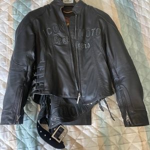 Icon Bombshell Leather Jacket AND! matching Chaps (sold together)